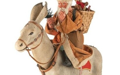 A German Papier-Mache Santa Claus and Donkey Nodder