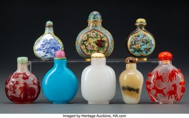 A Group of Eight Chinese Snuff Bottles Marks to