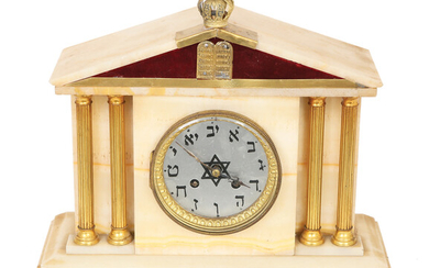 A JUDAICA COVNERSION FRENCH MURBLE MANTEL CLOCK