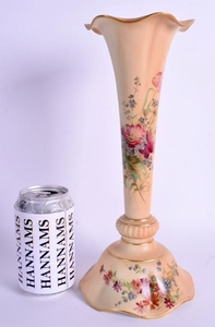 A LARGE ROYAL WORCESTER BLUSH IVORY VASE painted with