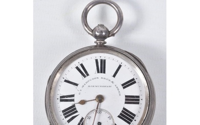 A LATE VICTORIAN SILVER OPEN FACE POCKET WATCH, key wound, r...