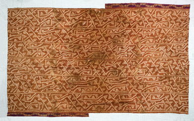 A Large Tie-Dye Textile with Colorful Border, South Coast, Peru, Late Intermediate Period, 1000-1470 CE