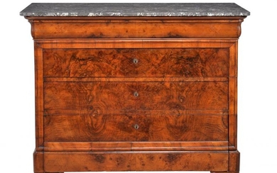 A Louis Philippe walnut and marble topped commode