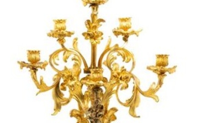 A Louis XV Style Gilt & Patinated Bronze Six-Light