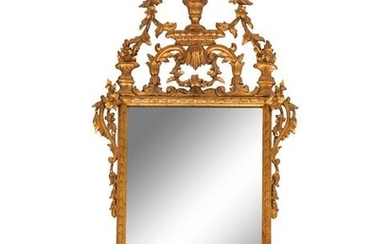 A Louis XVI Style Giltwood Mirror Height 64 x width 29