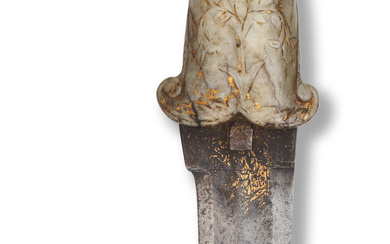 A Mughal jade-hilted gold-koftgari steel dagger (khanjar) North India, 18th...