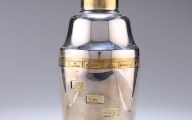 A NAPIER SILVER-PLATED "TELLS-U-HOW" COCKTAIL SHAKER, CIRCA 1930'S...