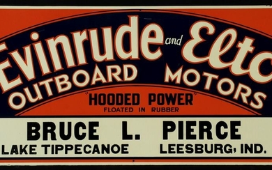 A NICE 1930s EVINRUDE AND ELTO MOTORS ADVERTISING SIGN