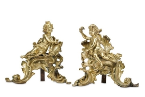 A PAIR OF 19TH CENTURY FRENCH ROCOCO STYLE GILT BRONZE