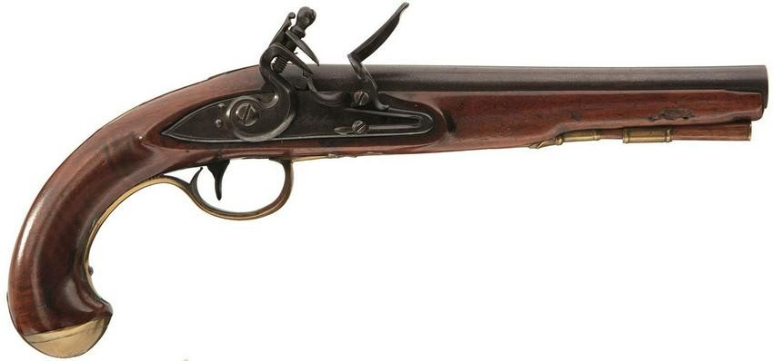 A PAIR OF 22-BORE FLINTLOCK HOLSTER OR LIVERY PISTOLS