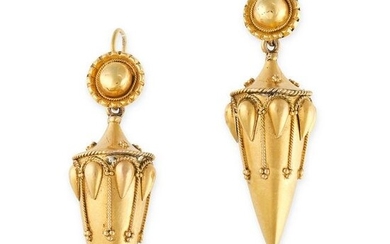 A PAIR OF ANTIQUE GOLD EARRINGS, 19TH CENTURY in yellow