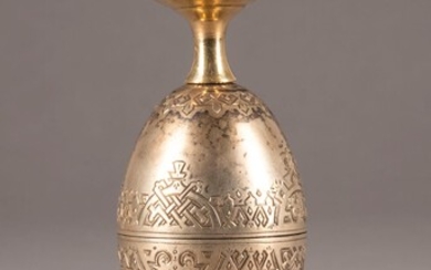 A PAIR OF SILVER-GILT VODKA BEAKERS