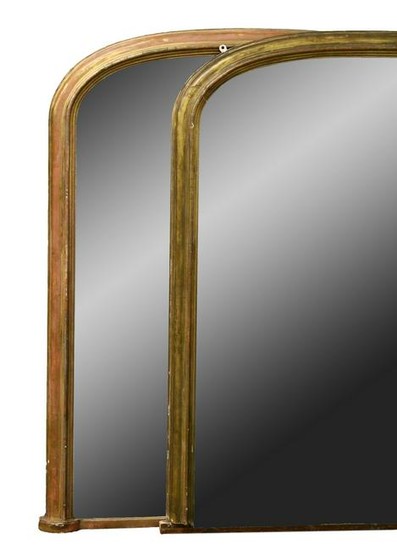 A PAIR OF VICTORIAN GILT FRAMED OVERMANTLE MIRRORS