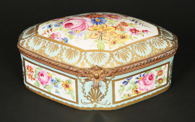 A PORCELAIN SEVRES STYLE JEWELRY BOX