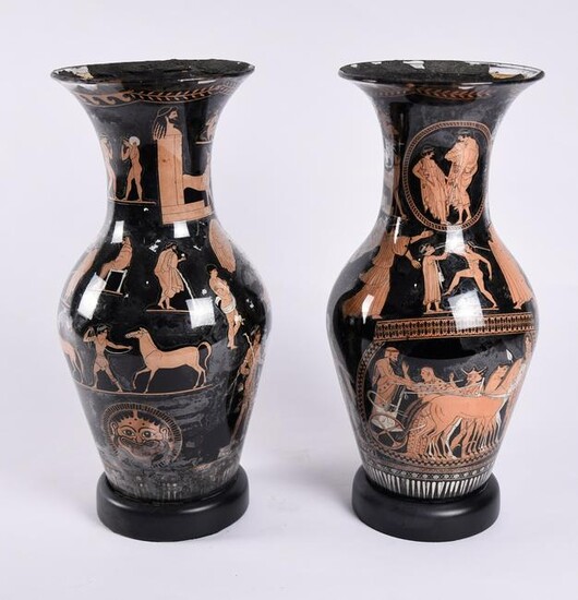 A Pair of Antique Eglomise Vases, Greek Revival