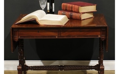 A Regency mahogany sofa table, possibly Irish, rounded recta...