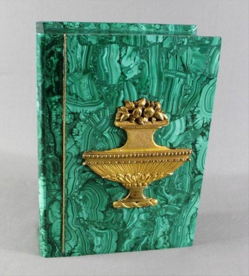 A Russian Malachite And Dore Bronze Book Shaped Box