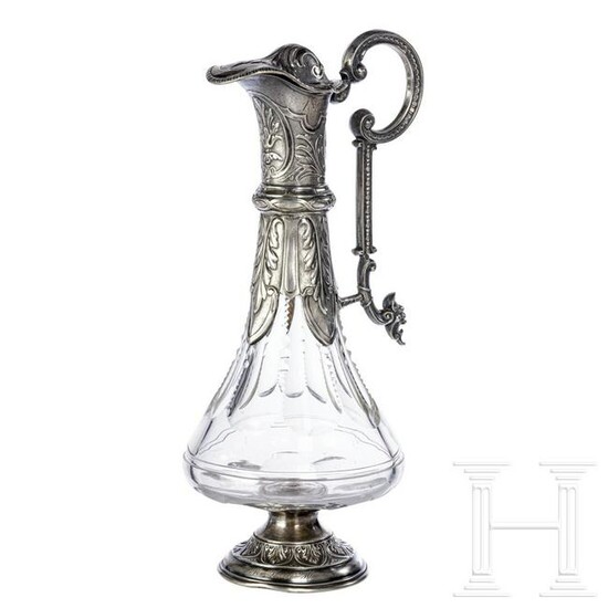 A Russian silver mounted wine decanter, dated 1894