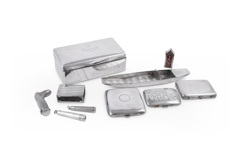 A SELECTION OF SILVER SMOKING ACCESSORIES