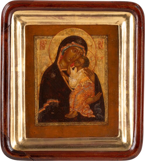 A SMALL ICON SHOWING THE MOTHER OF GOD OF JAROSLAVL WITHIN