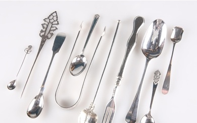 A SMALL MIXED GROUP OF SILVER FLATWARE, GEORGE I AND LATER i...