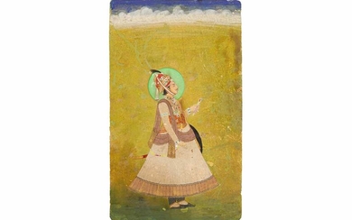 A SMALL STANDING PORTRAIT OF A RAJA Northern India, 20th century