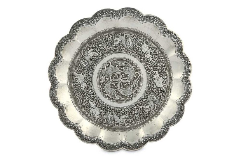 A SOUTH-EAST ASIAN LOBED SILVER PLATE Possibly Sri Lanka or Malay Archipelago, mid to late 19th century
