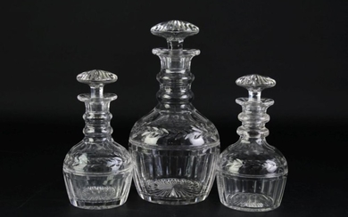 A Set of 3 English Victorian Decanters (Various Sizes, Tallest 23cm)
