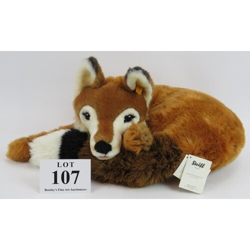 A Steiff Xorry fox life size plush toy with original tags an...