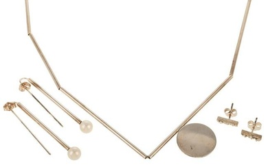A Sterling Betty Cooke Necklace & Pearl Earrings