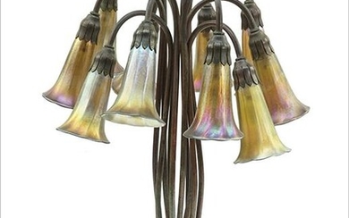 A Tiffany Studios Ten-Light Lily Lamp.