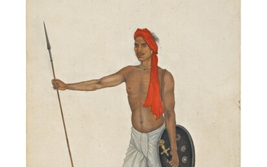 A Trooper of Skinner's Horse Holding a Spear, from the Fraser Album, Company School, Haryana, Hansi, circa 1815-16