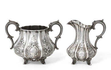 A Victorian Silver Cream-Jug and Sugar-Bowl, by Elkington and Co....