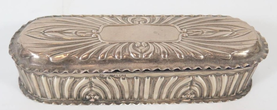 A Victorian Silver Hinged Decorative Box, 18.5cm long, Lond...