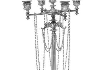 A Victorian Silver Plate Four-Light Candleabrum Apparently Unmarked, Second Half 19th Century