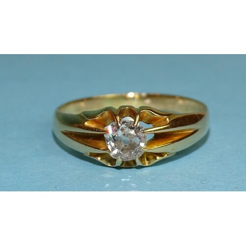 A Victorian solitaire diamond ring claw-set an old brilliant...