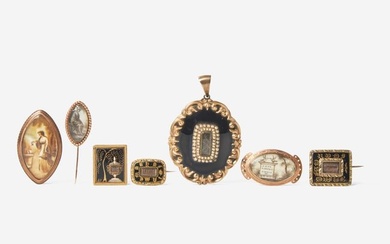 A collection of seven pieces of mourning jewelry, 18th and 19th century