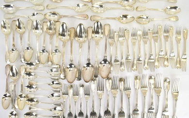 A collection of seventy-one matching pieces of hallmarked silver flatware...