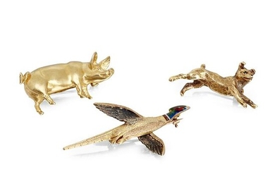 A collection of three novelty brooches