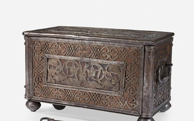 A fine German wrought iron strong box, 16/17th century