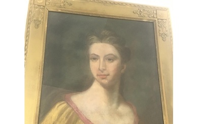 A framed early 19th century pastel portrait of an elegant la...