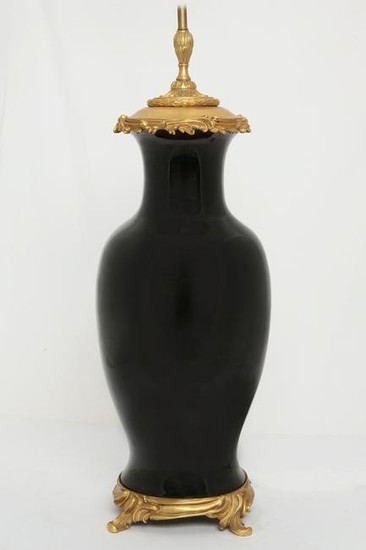 A gilt bronze mounted porcelain vase as lamp