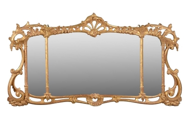 A giltwood triple plate wall mirror in George III style