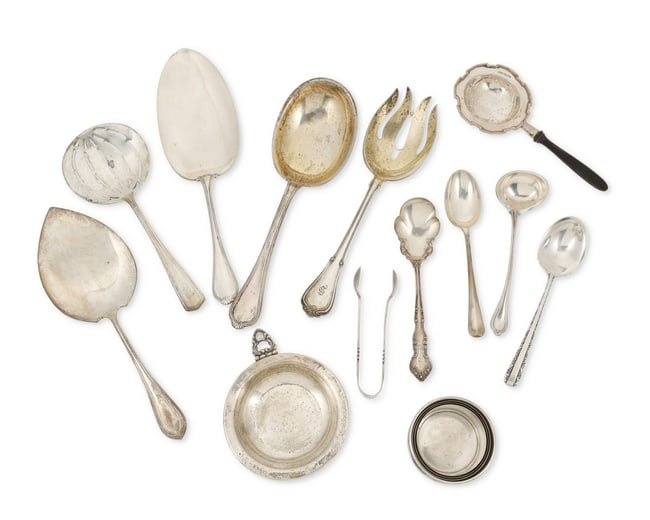 A group of assorted sterling silver flatware items