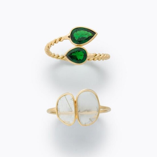 A group of gemstone and eighteen karat gold rings
