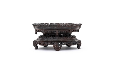 A large Chinese zitan waisted stand