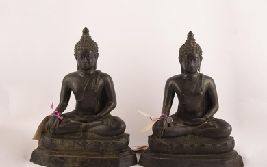 A large pair of Asian Bronze Buddha, possibly Thai