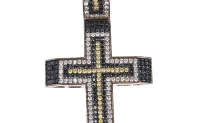 A large sterling silver cubic zirconia cross pendant, 79.5mm...