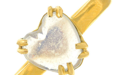 A late 19th century 22ct gold heart-shape moonstone single-stone ring.