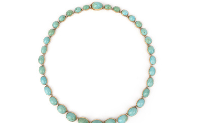 A late 19th century turquoise riviere necklace